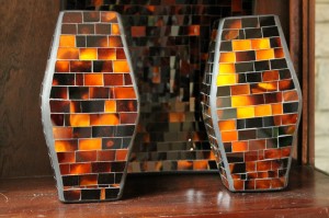 Orange Tones in Glass Mosaic Vases
