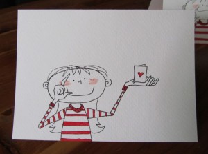 Girl giving a Valentine card