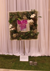 Square design with orchids and air plants