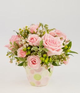 Delicate pink rose centrepiece