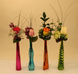 Colourful bud vases