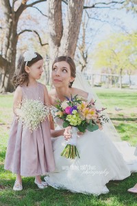 Bride and flower girl