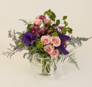 Pink and purple vase arrangement