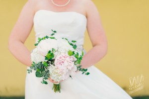 peonies, hydrangeas and soft greens in a bridal bouquet