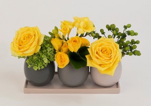 Set of 3 pots with yellow flowers