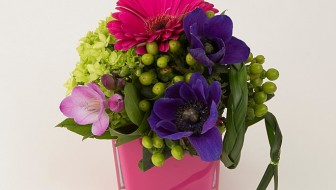 Hot pink, purple and green design
