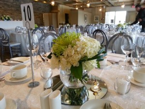 white and green centrepiece