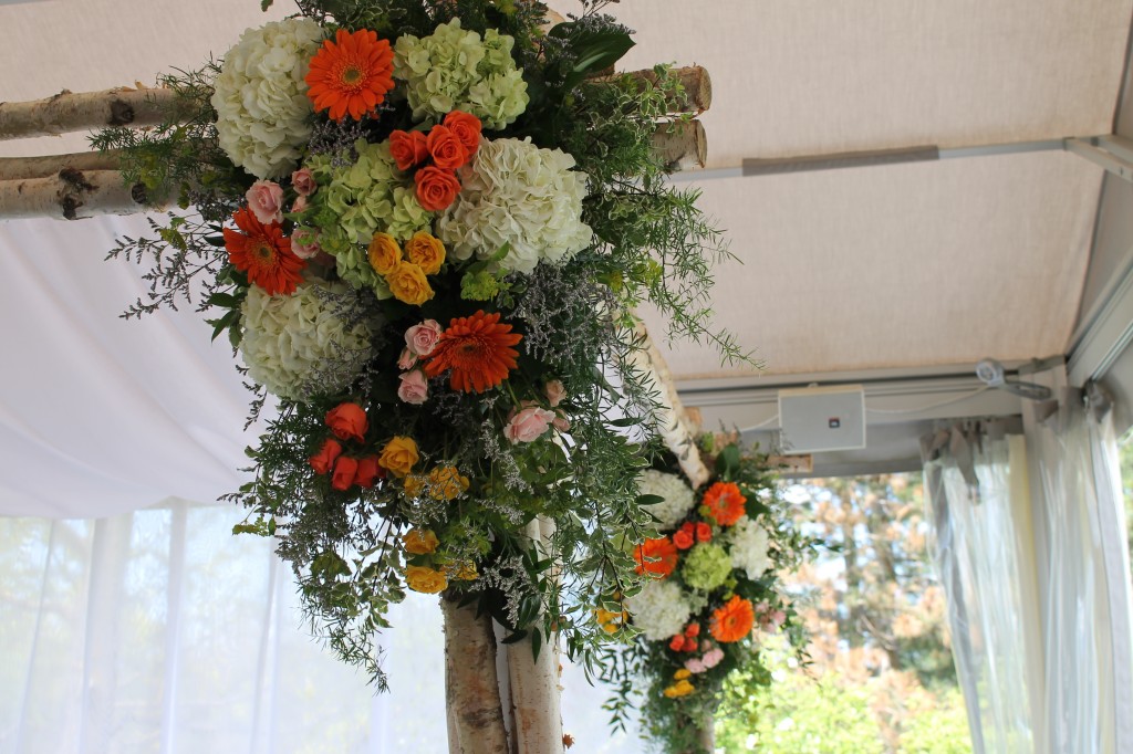 Hydrangea, gerbera, roses